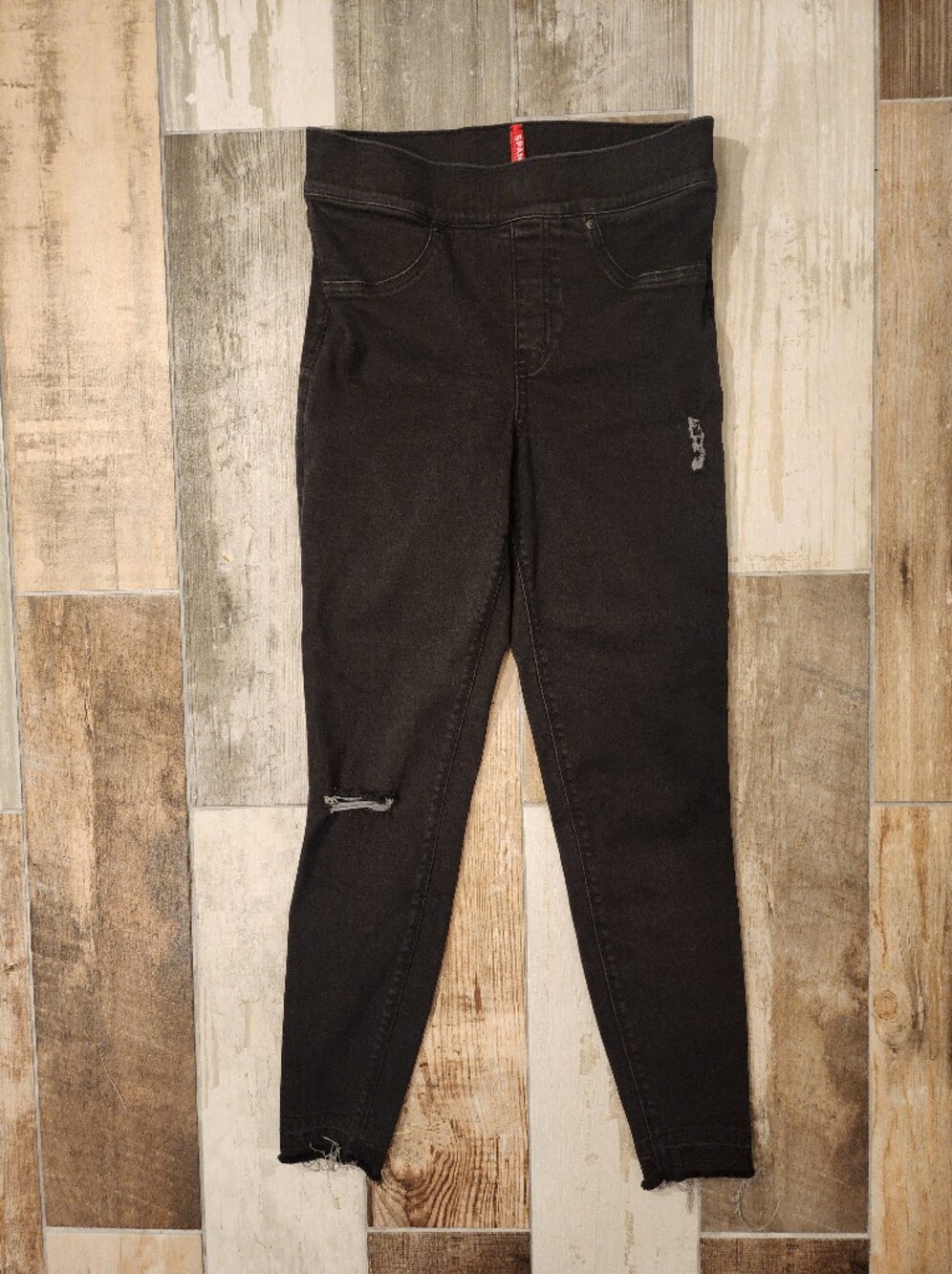 SPANX Black Women's Distressed Pull-On Jeggings Size Small